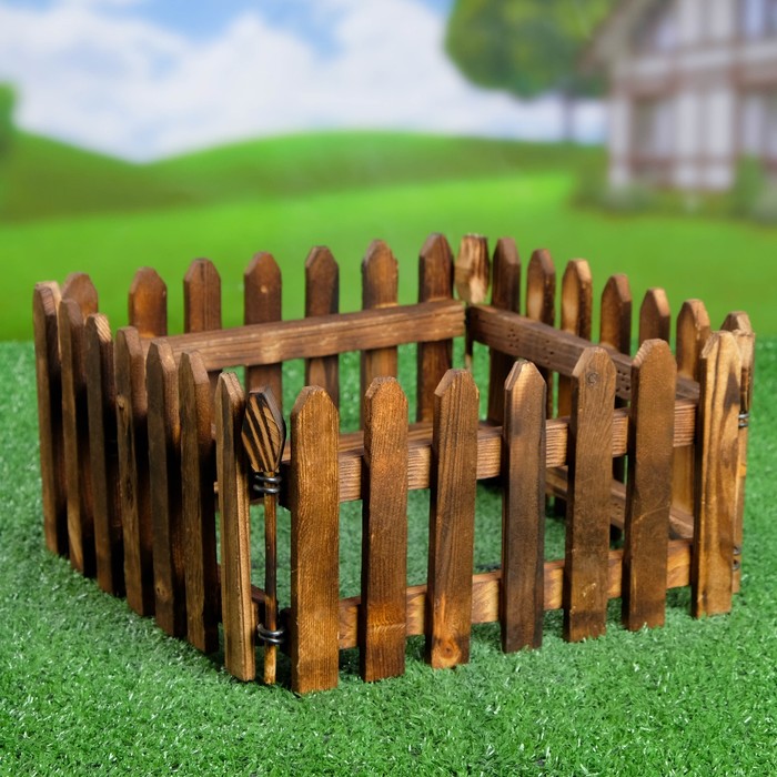 Кашпо "Заборчик" 4 секции, среднее, коричневое