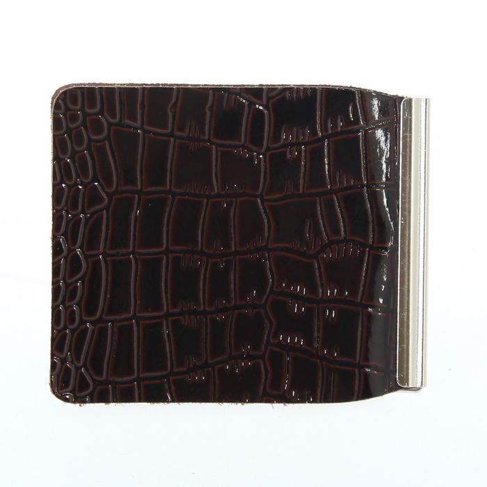 Зажим для купюр, крокодил, цвет коричневый