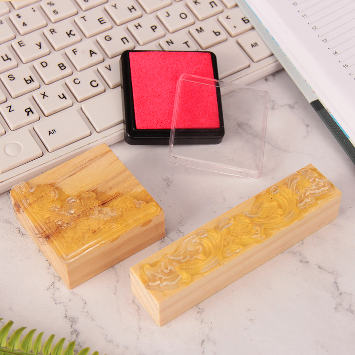 Набор "Цветочный"(печать 5,3х5,3 см,печать 10,3х2,3 см, штемп. подушка 5х5 см) набор 3 шт