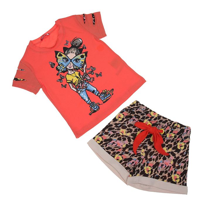 Комплект для девочки, рост 98-104 см, возраст 3 года, цвет коралловый