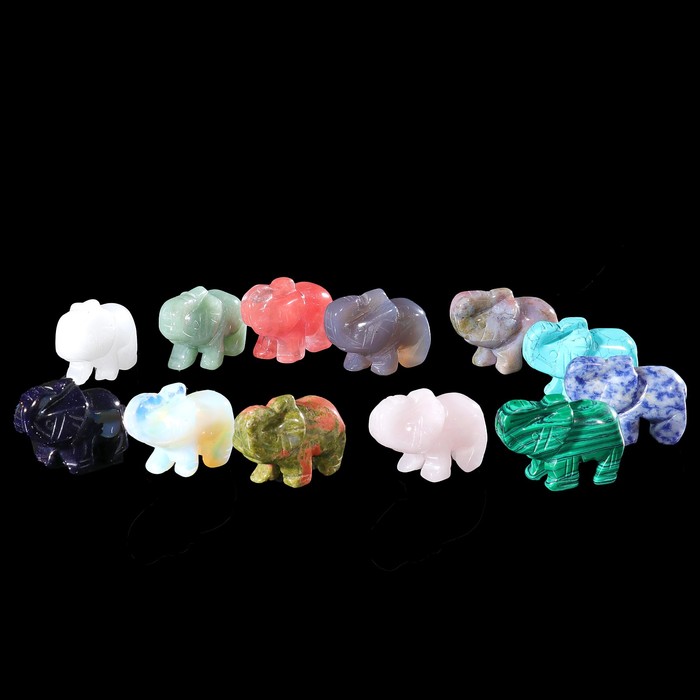 Набор фигурок из разных минералов "Слоны"
