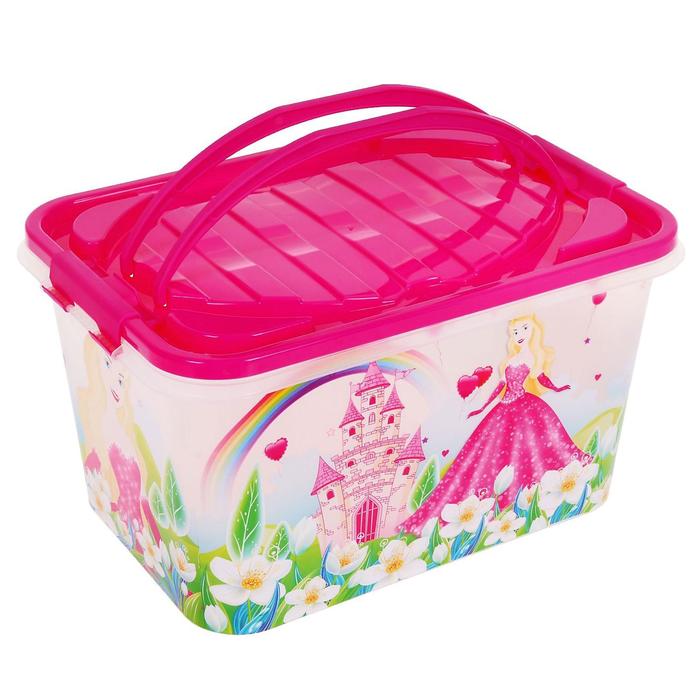 Ящик для игрушек "Принцесса" с ручкой и крышкой, 15 л