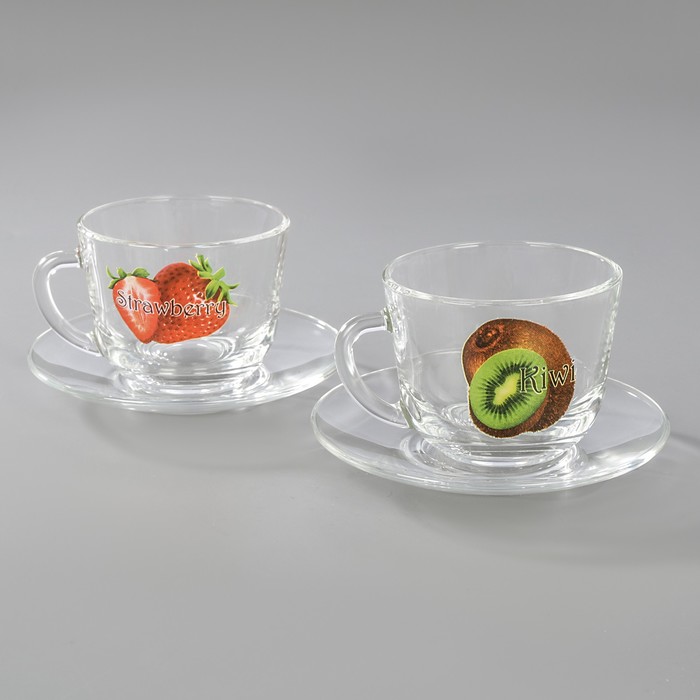 Набор чайный 200 мл "Ягодная поляна", 2 чайные пары, в чемоданчике