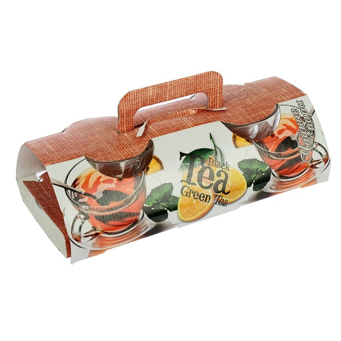 Набор чайный 200 мл "Ягодная поляна", 2 чайные пары, в чемоданчике