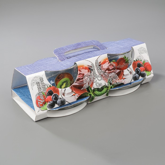 Набор чайный 200 мл "Ягодная поляна", 2 чайные пары, в чемоданчике