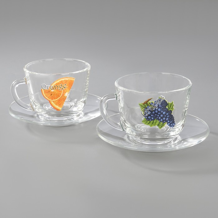 Набор чайный 200 мл "Ягодная поляна", 2 чайные пары, в чемоданчике