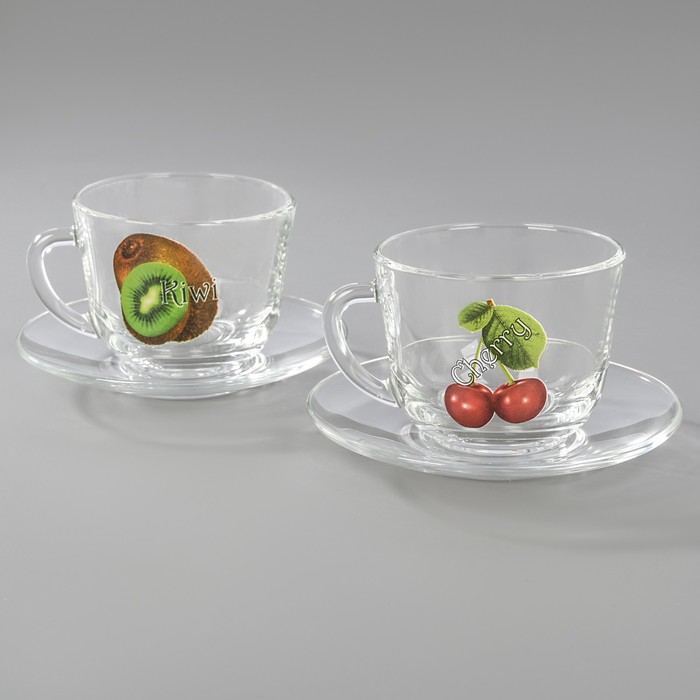 Набор чайный 200 мл "Ягодная поляна", 2 чайные пары, в чемоданчике