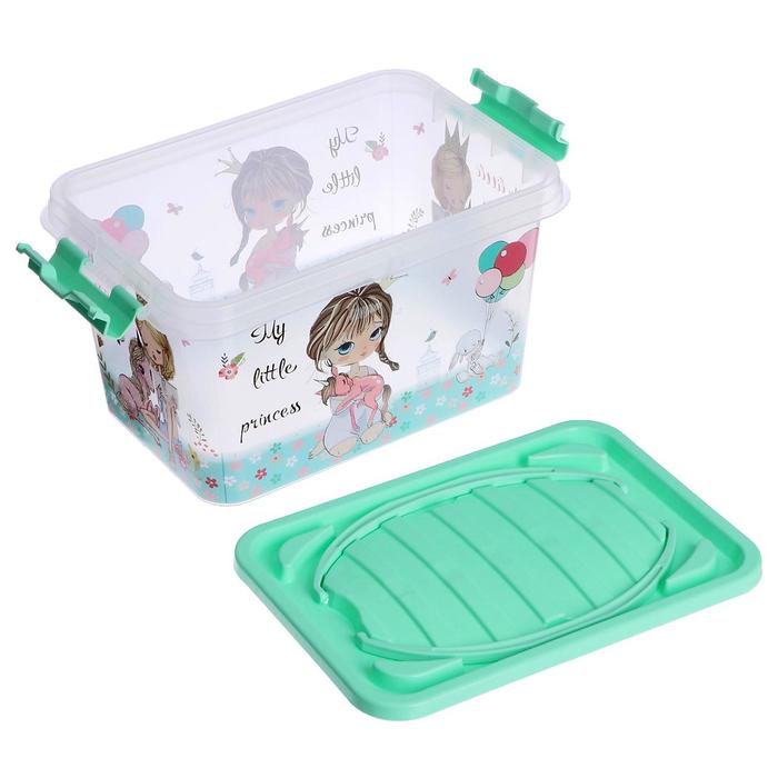 Ящик для игрушек "Принцесса" с ручкой и крышкой, 7 л