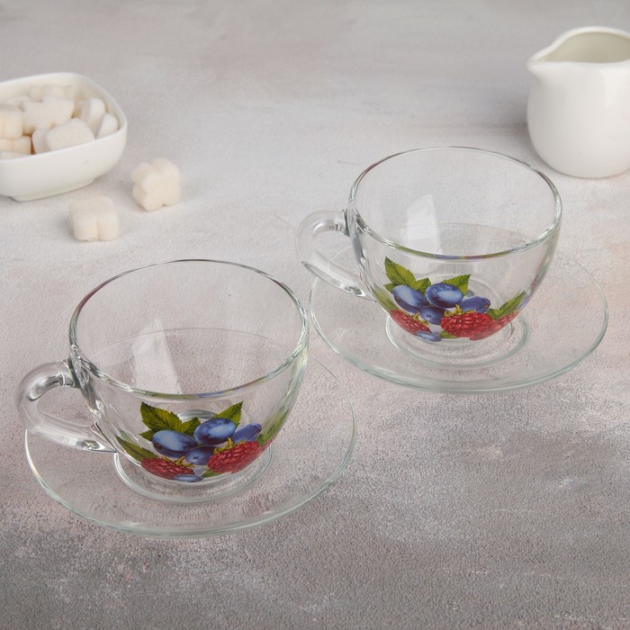 Набор чайный 200 мл "Ежевика", 2 чайные пары в чемоданчике