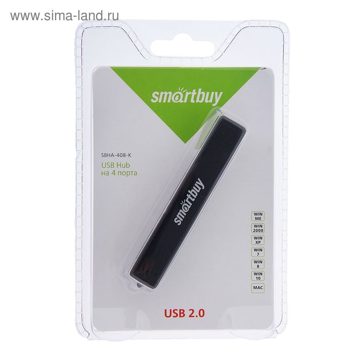 

Разветвитель USB портов Smartbuy SBHA-408-K, 4 порта, черный