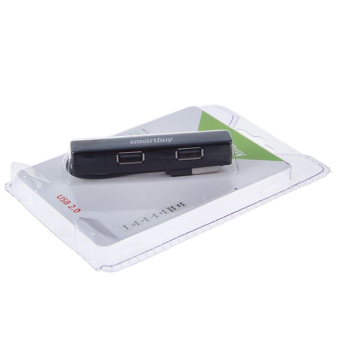 Разветвитель USB портов Smartbuy SBHA-408-K, 4 порта, черный