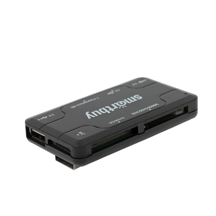 Разветвитель USB (Hub) Smartbuy SBRH-750-K Combo 2 в 1, USB Hub + картридер, USB 2.0, черный