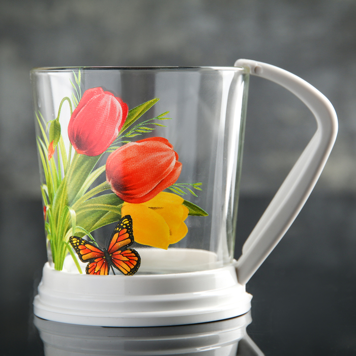 Стакан с держателем 250 мл "Лето", рисунок МИКС