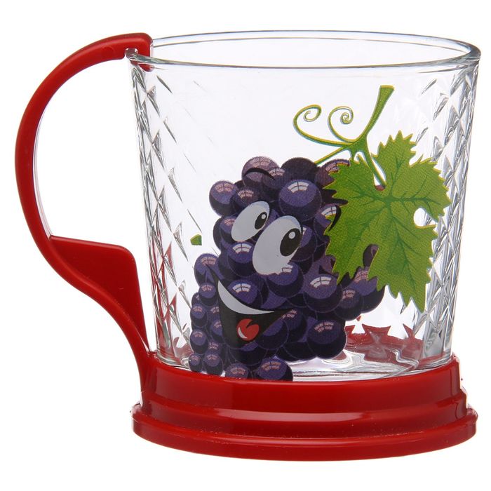 Стакан 250 мл "Фрутис", с держателем, рисунок МИКС