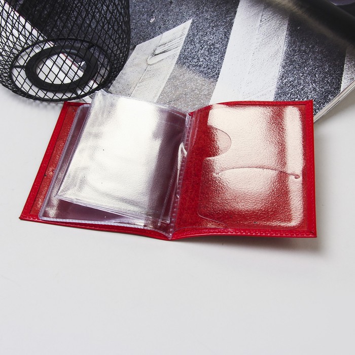 Обложка для автодокументов, красный флотер