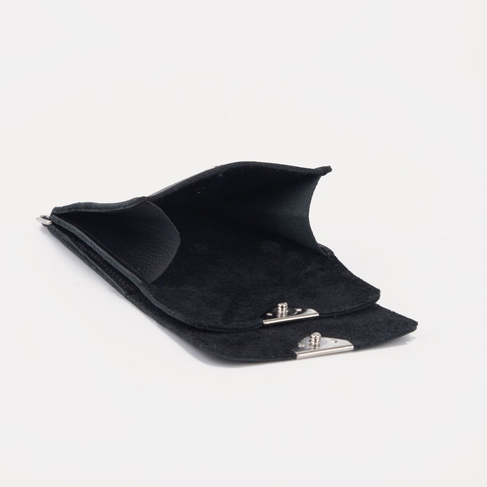 Зажим для купюр на кнопке, отдел для монет, цвет чёрный