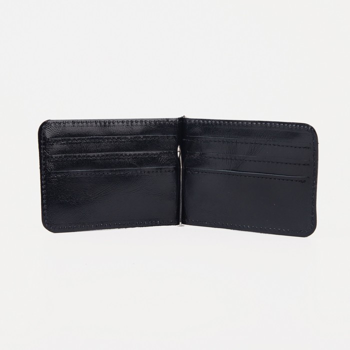 Зажим для купюр, отдел для монет, карт, цвет чёрный