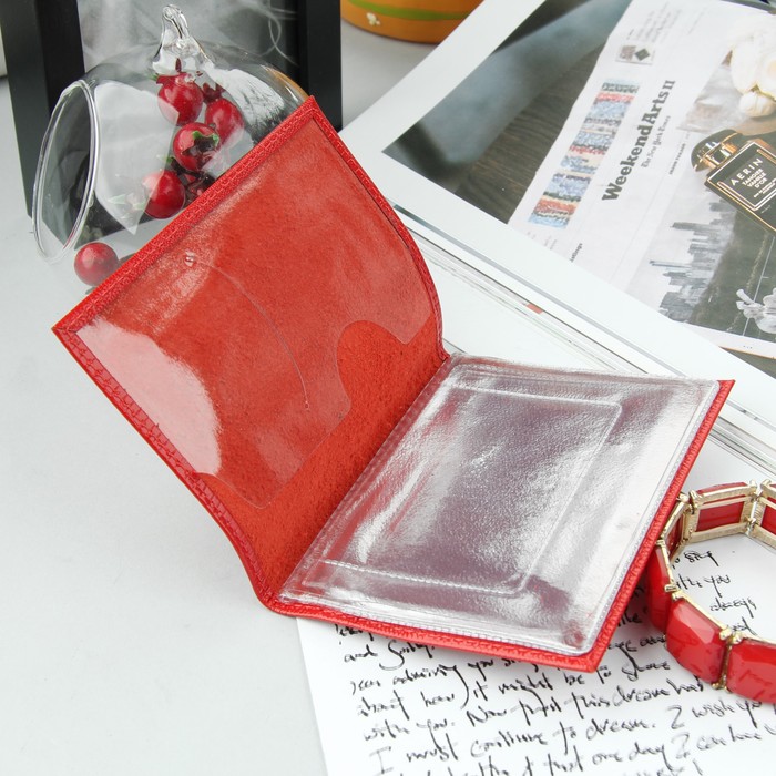 Обложка для автодокументов, глянцевая, красная ящерица