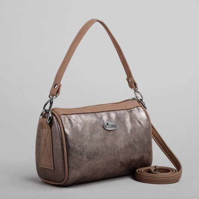 Сумка женская на молнии, 1 отдел, 1 наружный карман, бежевая