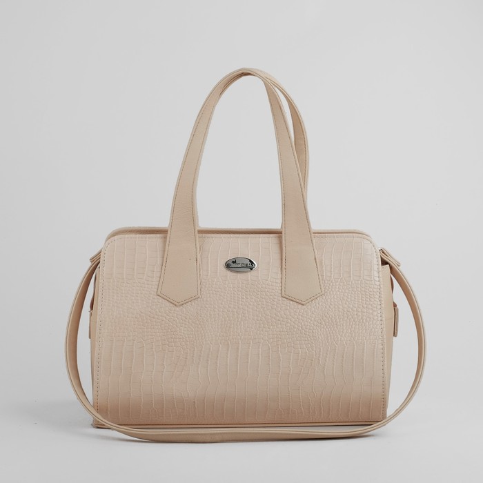 Сумка женская на молнии, 1 отдел, 1 наружный карман, бежевая