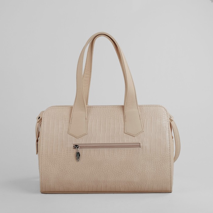 Сумка женская на молнии, 1 отдел, 1 наружный карман, бежевая