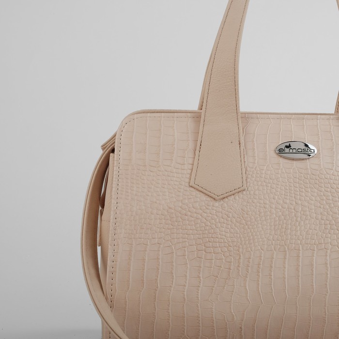 Сумка женская на молнии, 1 отдел, 1 наружный карман, бежевая