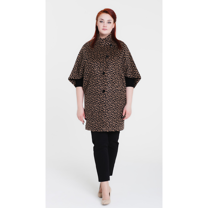 Пальто женское "Капля", рост 168 см, размер 54, цвет чёрный/бежевый