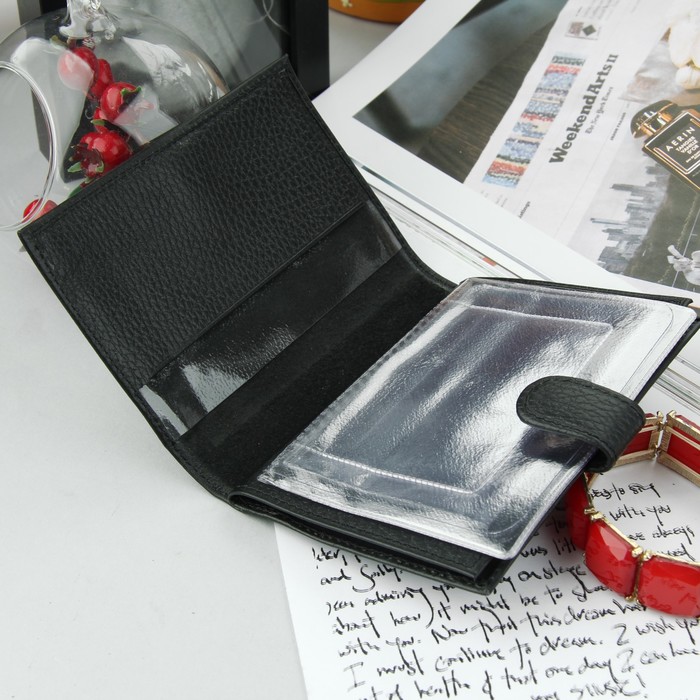 Обложка для автодокументов + паспорт, цвет чёрный флотер