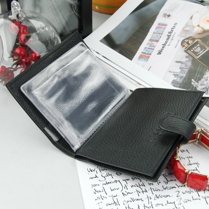 Обложка для автодокументов + паспорт, цвет чёрный флотер