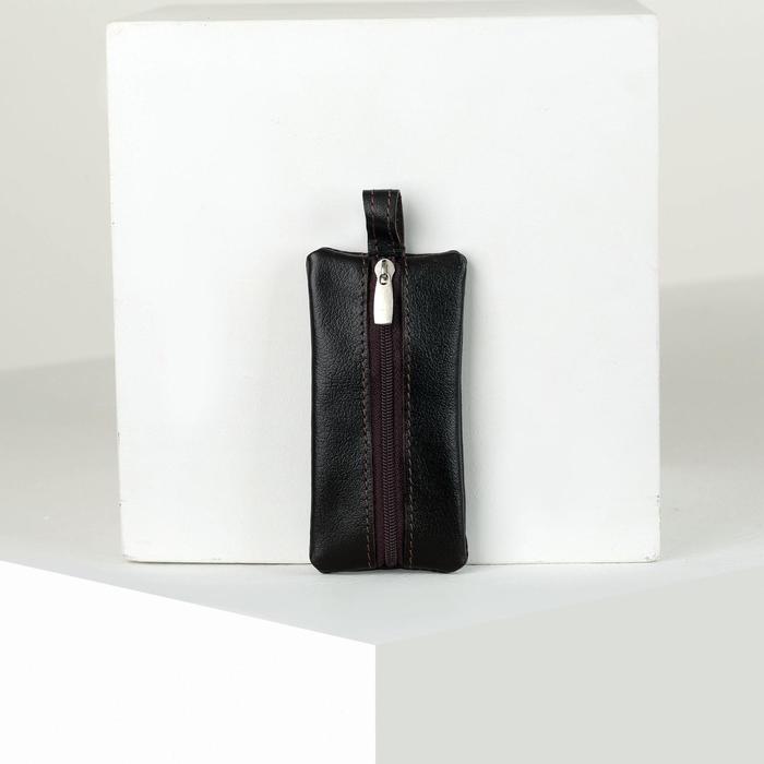 Ключница на молнии, кольцо, цвет коричневый