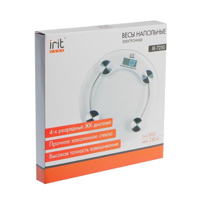 Весы напольные Irit IR-7250, электронные, до 150 кг, стекло