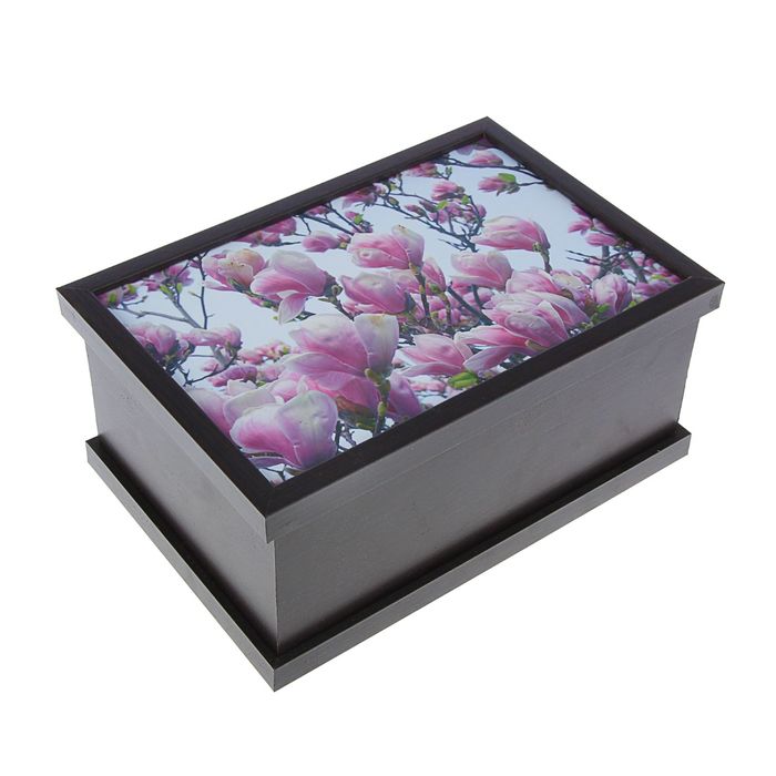 Шкатулка "Орхидеи" 6 отделений 26х18х13 см