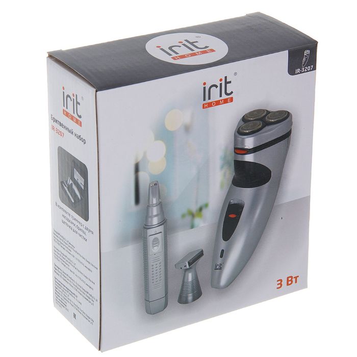 Бритвенный набор Irit IR-3207, 3 Вт, бритва с 3 головками + триммер с 2 насадками
