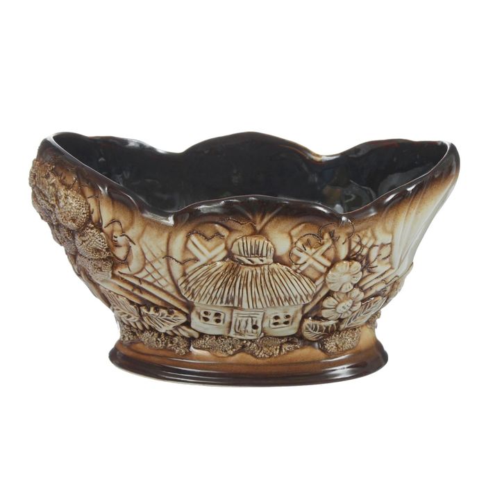 Конфетница "Ладья" лепка, коричневая