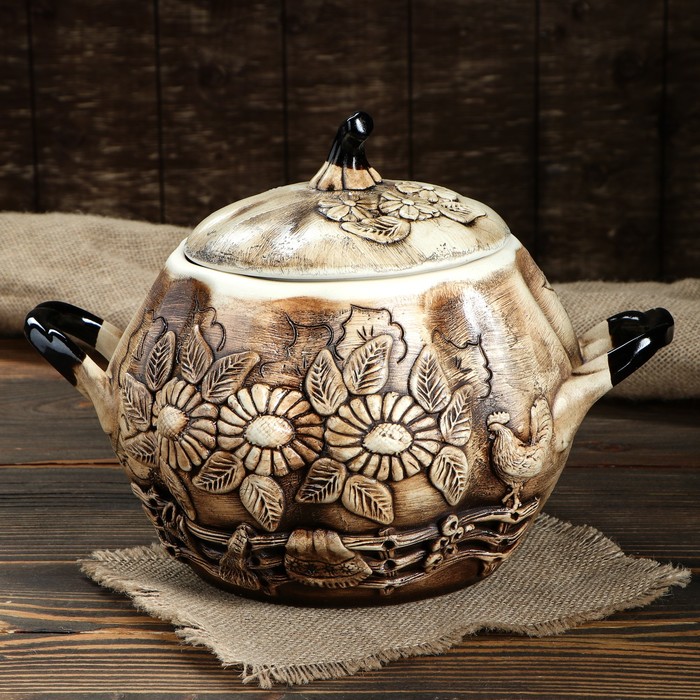 Жаровня "Лепка" коричневая, 3 л