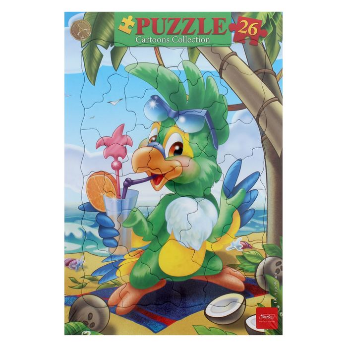 Пазлы в рамке "Яркий попугай", 26 элементов