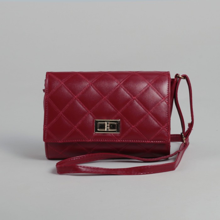 Сумка женская на клапане "Ромбики", 1 отдел, длинный ремень, красная