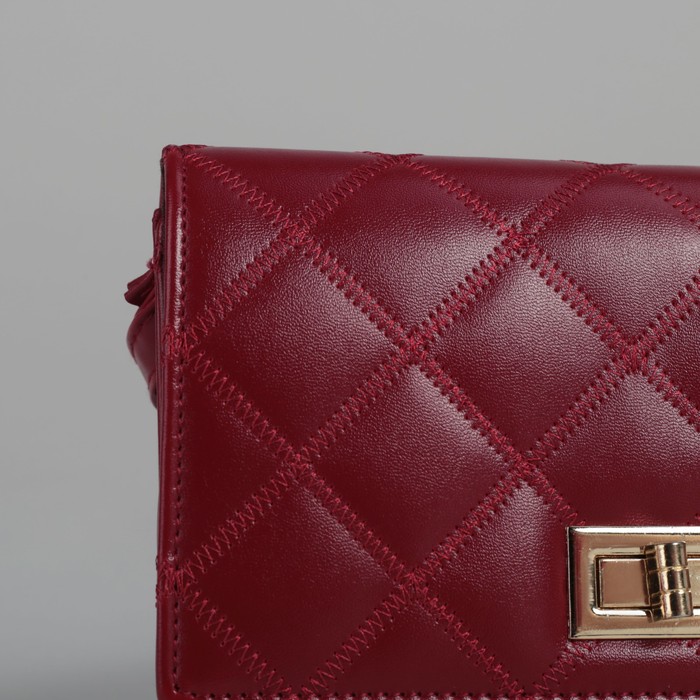 Сумка женская на клапане "Ромбики", 1 отдел, длинный ремень, красная