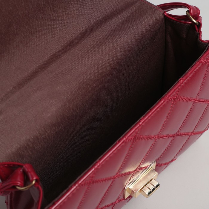 Сумка женская на клапане "Ромбики", 1 отдел, длинный ремень, красная