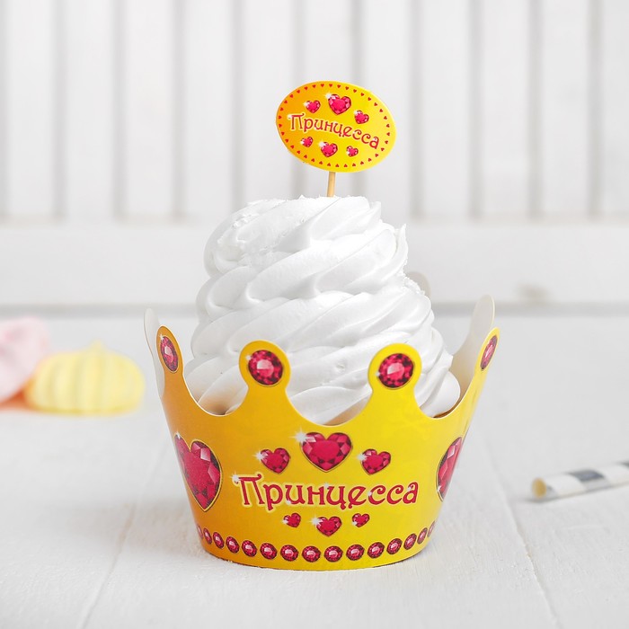 Украшение для капкейков "Принцесса", в наборе: 6 шпажек, 6 формочек