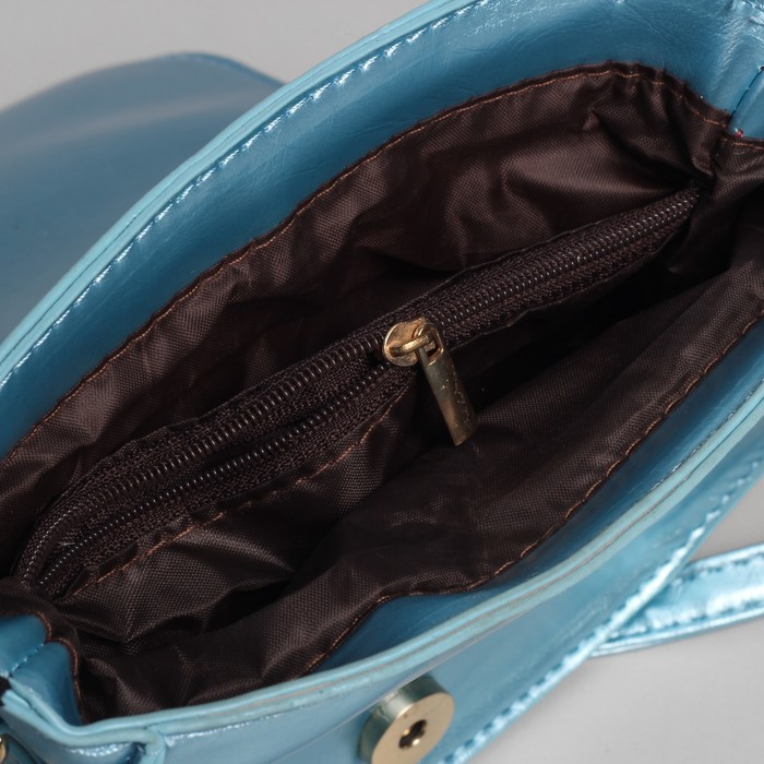 Сумка женская на клапане "Марианна", 1 отдел, длинный ремень, цвет бирюзовый