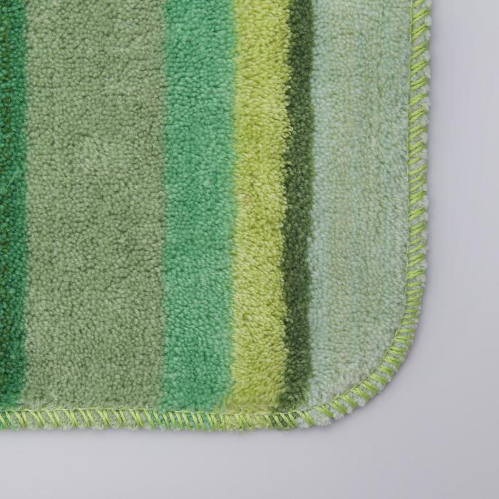 Набор ковриков для ванной и туалета "Полоски" 2 шт, цвет зеленый