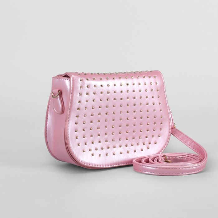 Сумка женская на клапане "Марианна", 1 отдел, длинный ремень, розовая