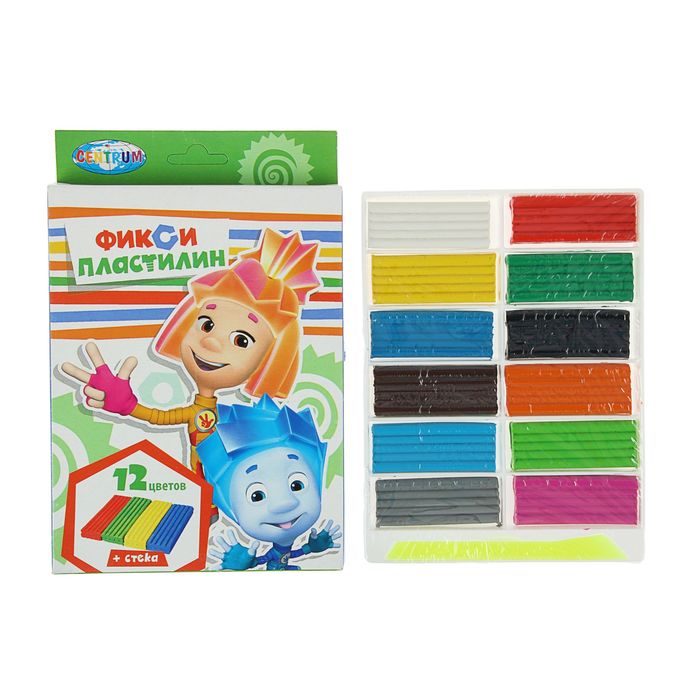 Пластилин 12 цветов &quot;Фиксики&quot;, 240г, пластиковый стек