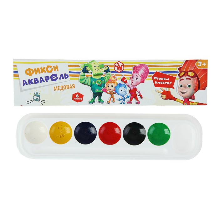 Акварель «Фиксики», 6 цветов, в картонной коробке, без кисти