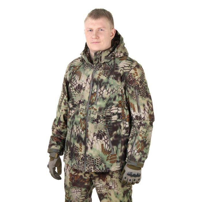 Куртка с капюшоном для спецназа демисезонная МПА-26 (тк.софтшелл) КМФ питон лес (54/4)