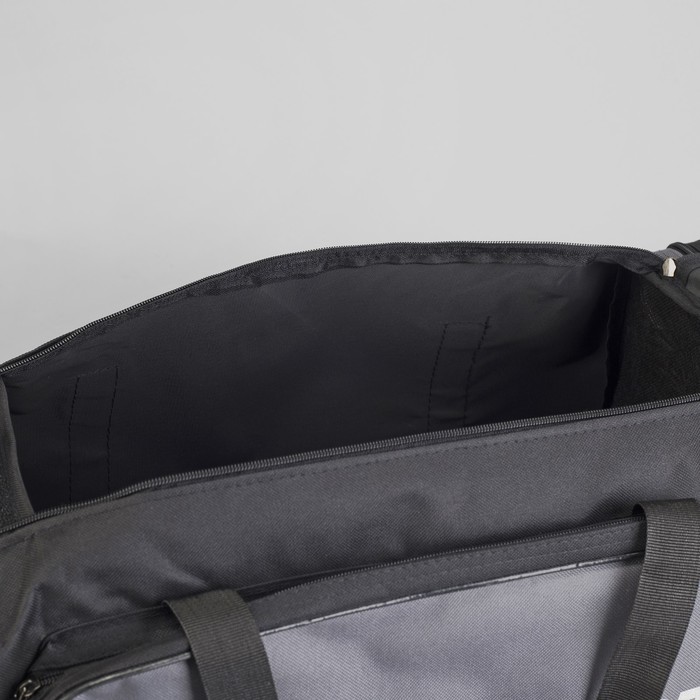 Сумка спортивная на молнии, 1 отдел, 3 наружных кармана, цвет чёрный/серый