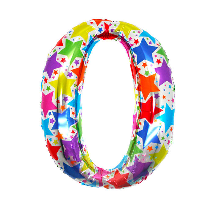 Шар фольгированный 40" "Цифра 0", звёзды, блеск