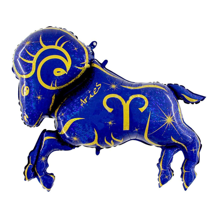 Шар фольгированный 49" "Знак зодиака Овен", цвет синий
