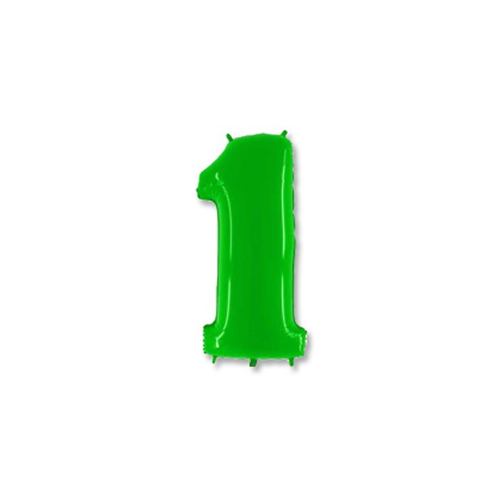 Шар полимерный 40" "Цифра 1", цвет ярко-зелёный
